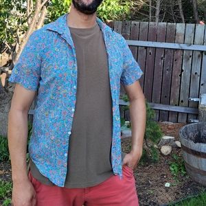 Perry Ellis cotton blue paisley shirt